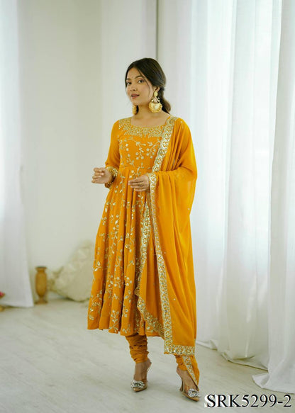 New Wear Faux Georgette Embroidery Work Anarkali