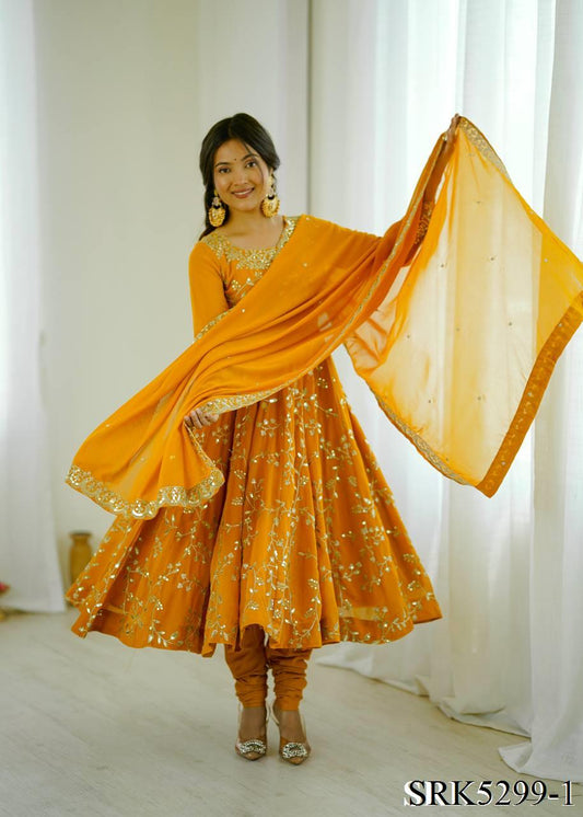 New Wear Faux Georgette Embroidery Work Anarkali