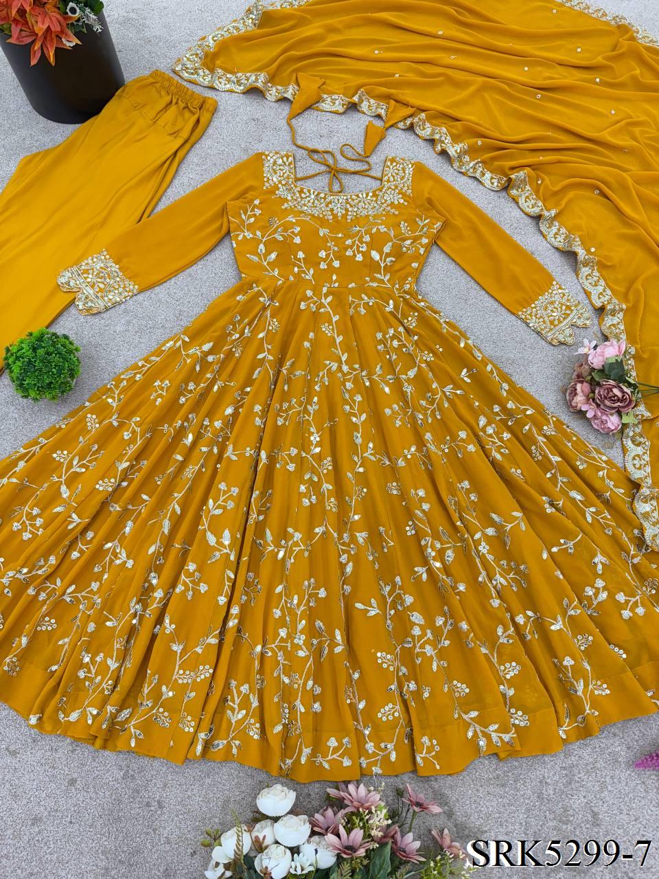 New Wear Faux Georgette Embroidery Work Anarkali