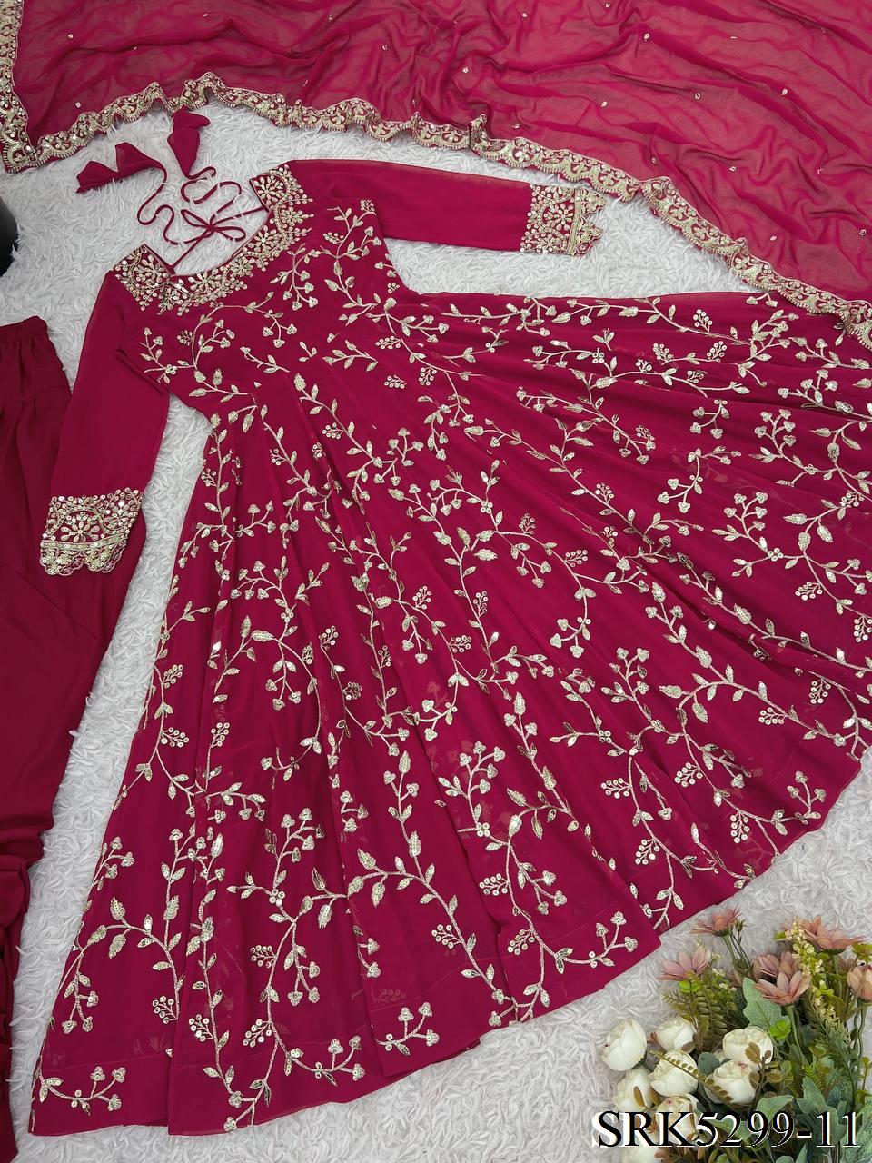 New Wear Faux Georgette Embroidery Work Anarkali