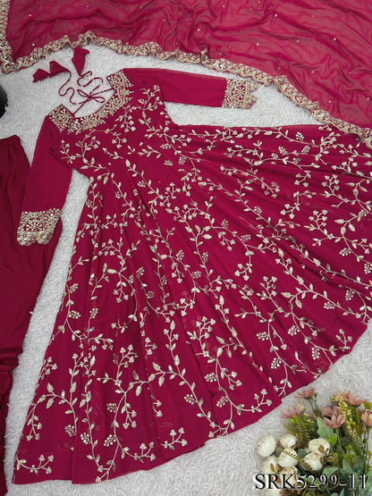 New Wear Faux Georgette Embroidery Work Anarkali