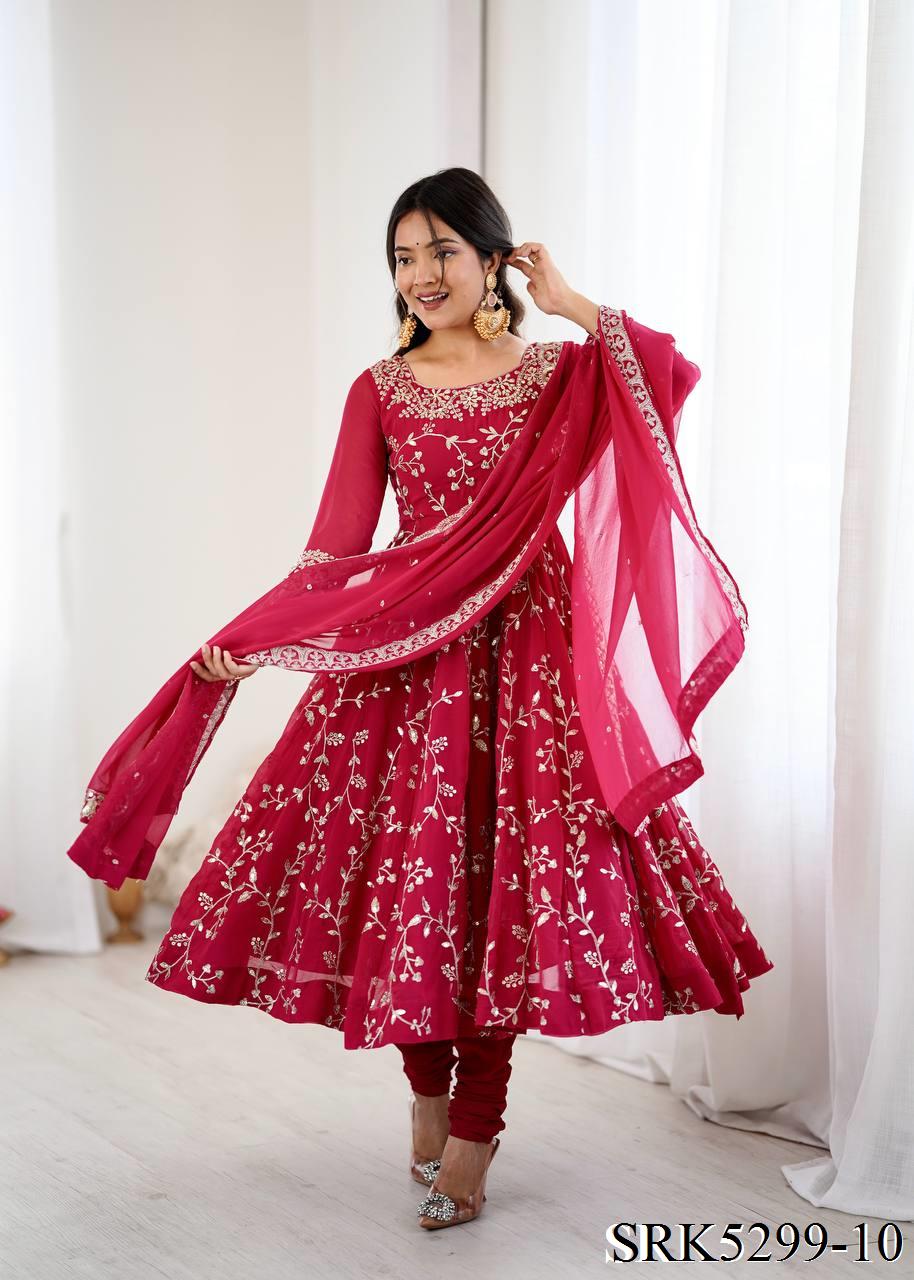 New Wear Faux Georgette Embroidery Work Anarkali