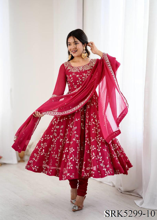 New Wear Faux Georgette Embroidery Work Anarkali