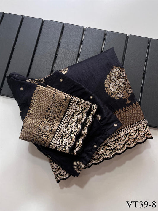 Pure Banarasi Fabric With Weaving Flower Work Saree