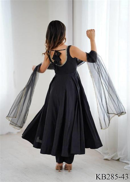 Rani PInk Color Yoke Fancy Lace Work Anarkali