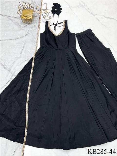 Rani PInk Color Yoke Fancy Lace Work Anarkali