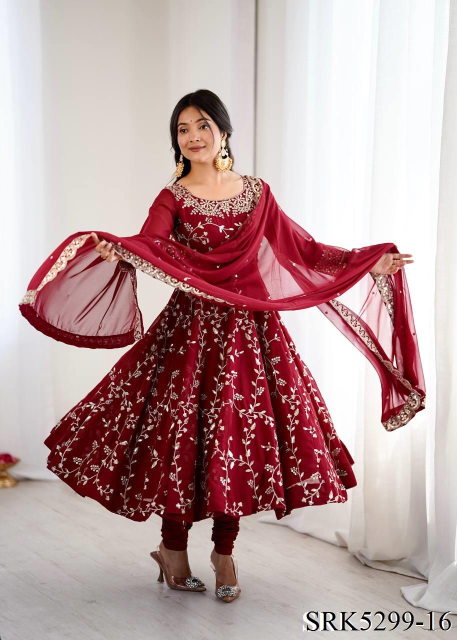 New Wear Faux Georgette Embroidery Work Anarkali