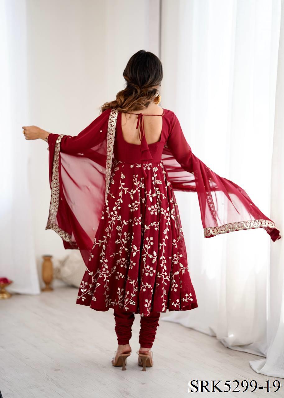 New Wear Faux Georgette Embroidery Work Anarkali