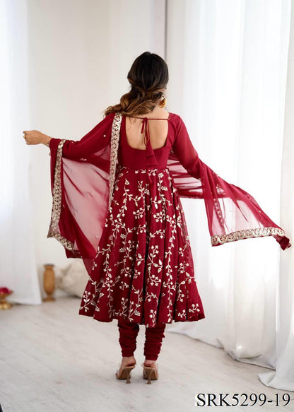 New Wear Faux Georgette Embroidery Work Anarkali