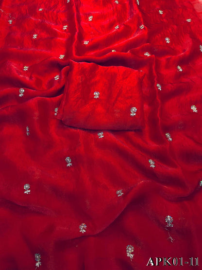 Fendy Sattin Dual Shaded With Zari Work Saree