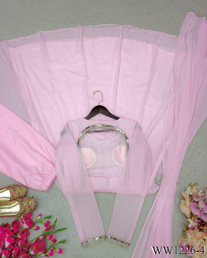 Pink Color Pure Fox Georgette Embroidery Work Gown
