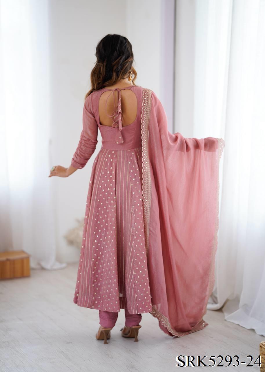 Purple Color Crunchy Silk Embroidery Work Top Plazzo