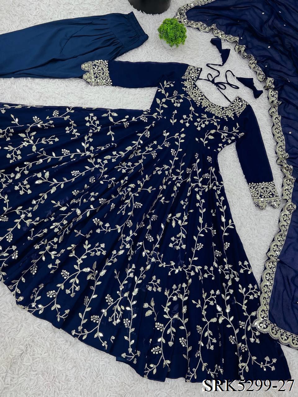 New Wear Faux Georgette Embroidery Work Anarkali