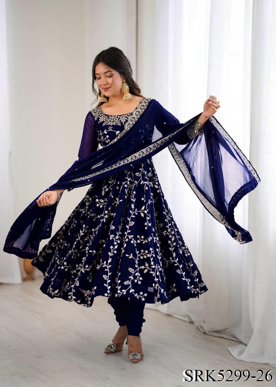 New Wear Faux Georgette Embroidery Work Anarkali