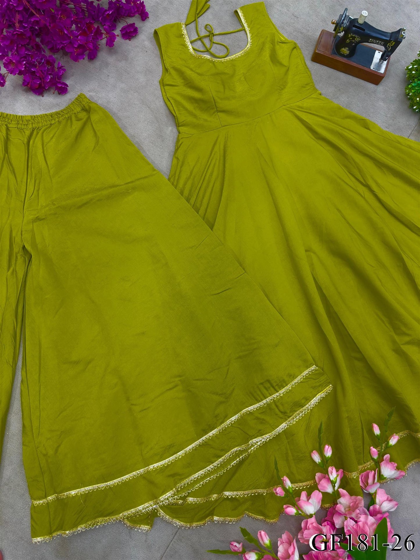 Simar Silk With Heavy Fair Plazzo And Plain Work Gown