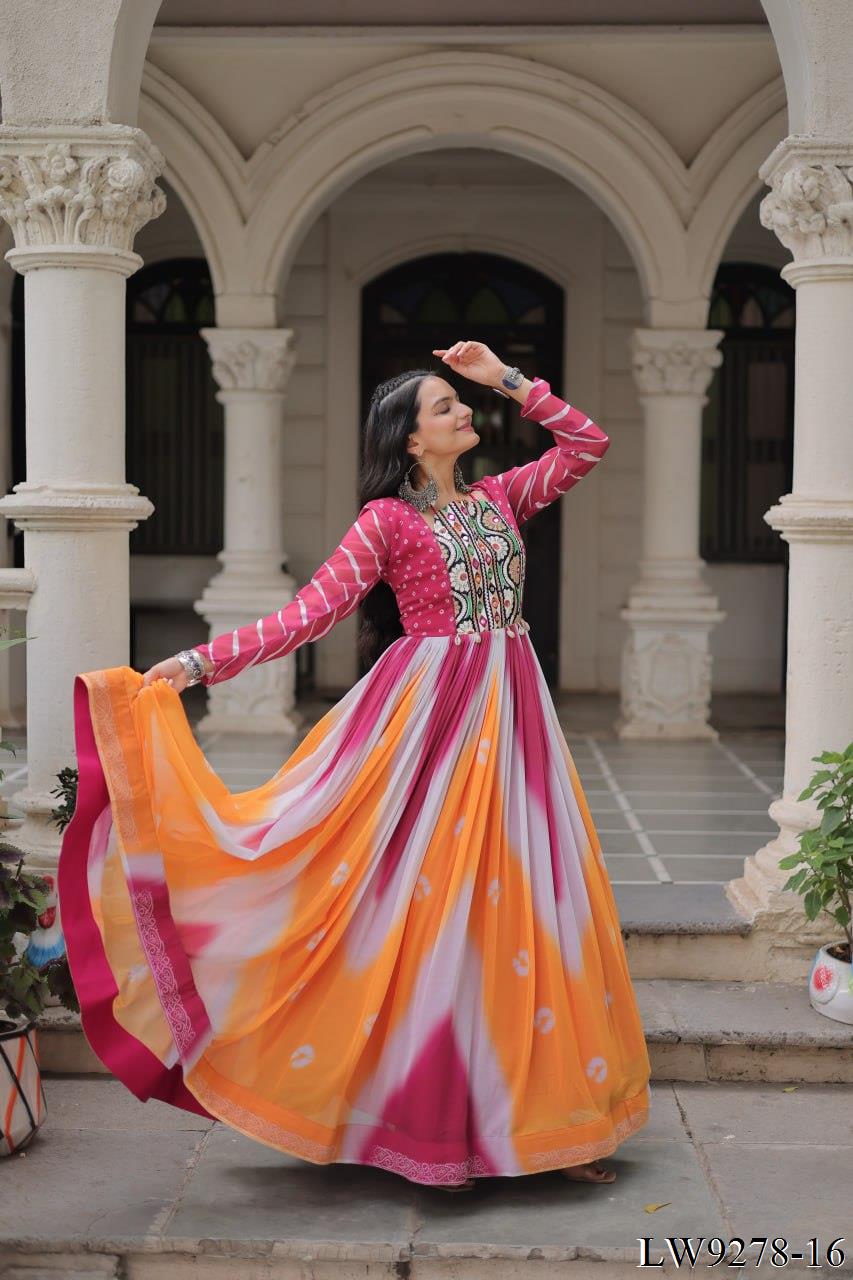 Navratri Special Fox Georgette Gamthi Work Gown