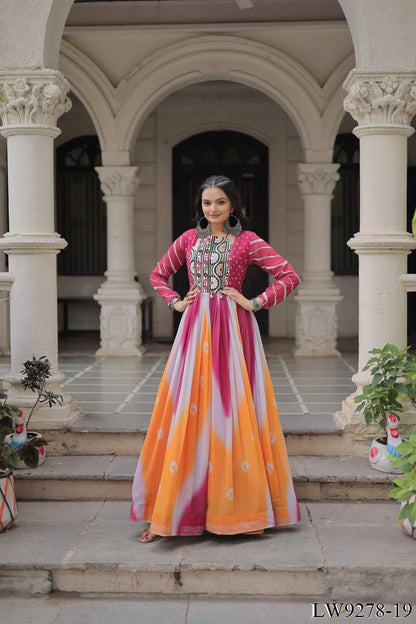 Navratri Special Fox Georgette Gamthi Work Gown