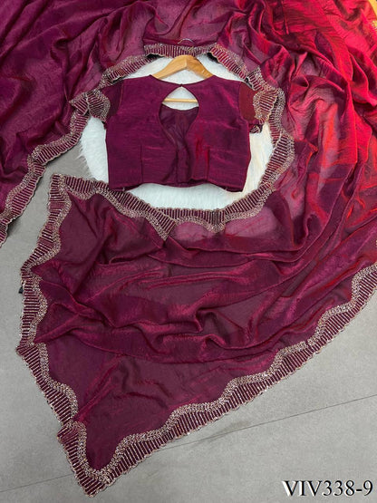 Space Silk Woth Rich Daimond Work Saree