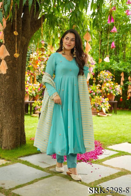Beautifull Faux Georgette Embroidery Work Anarkali