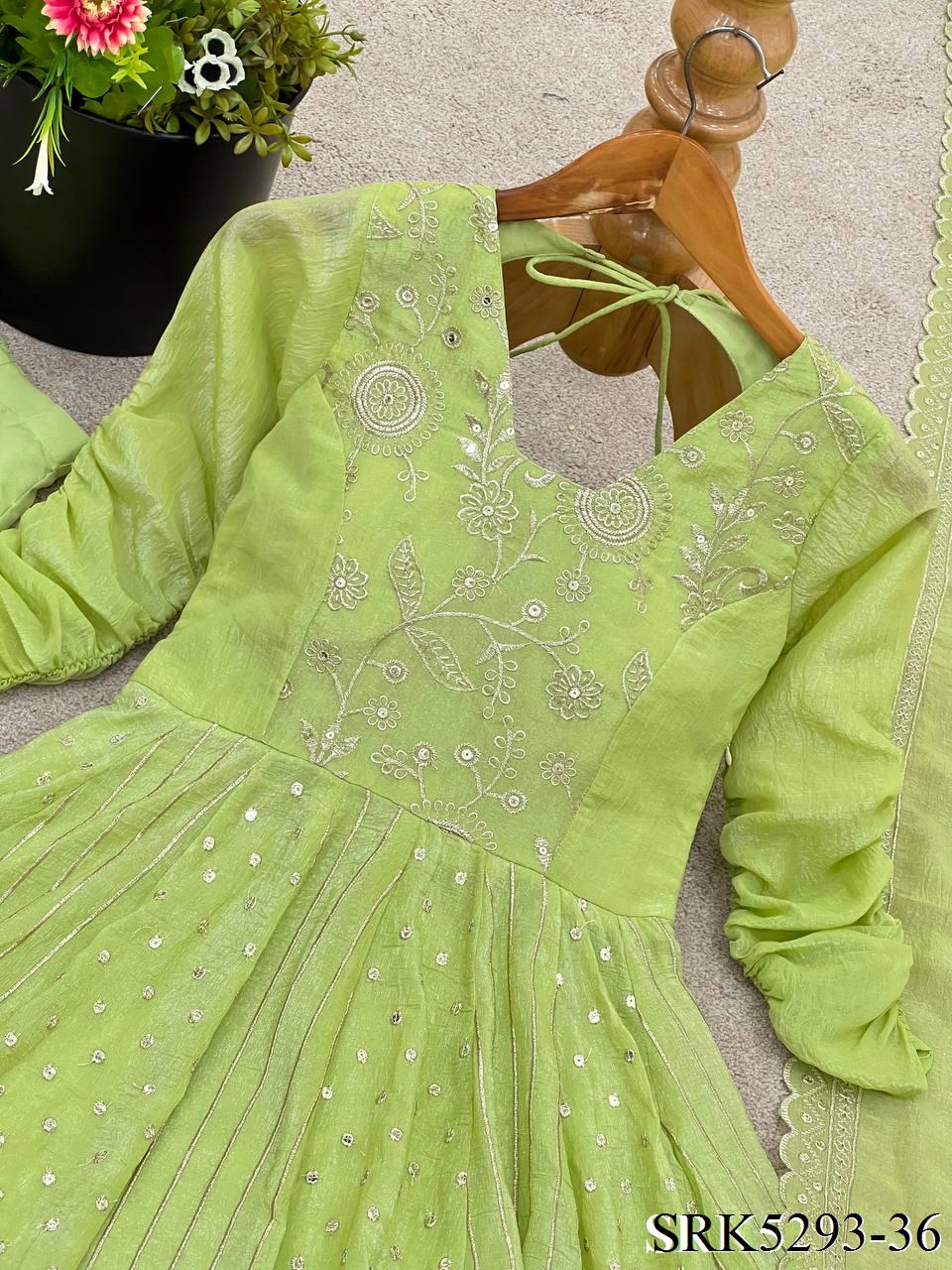 Purple Color Crunchy Silk Embroidery Work Top Plazzo