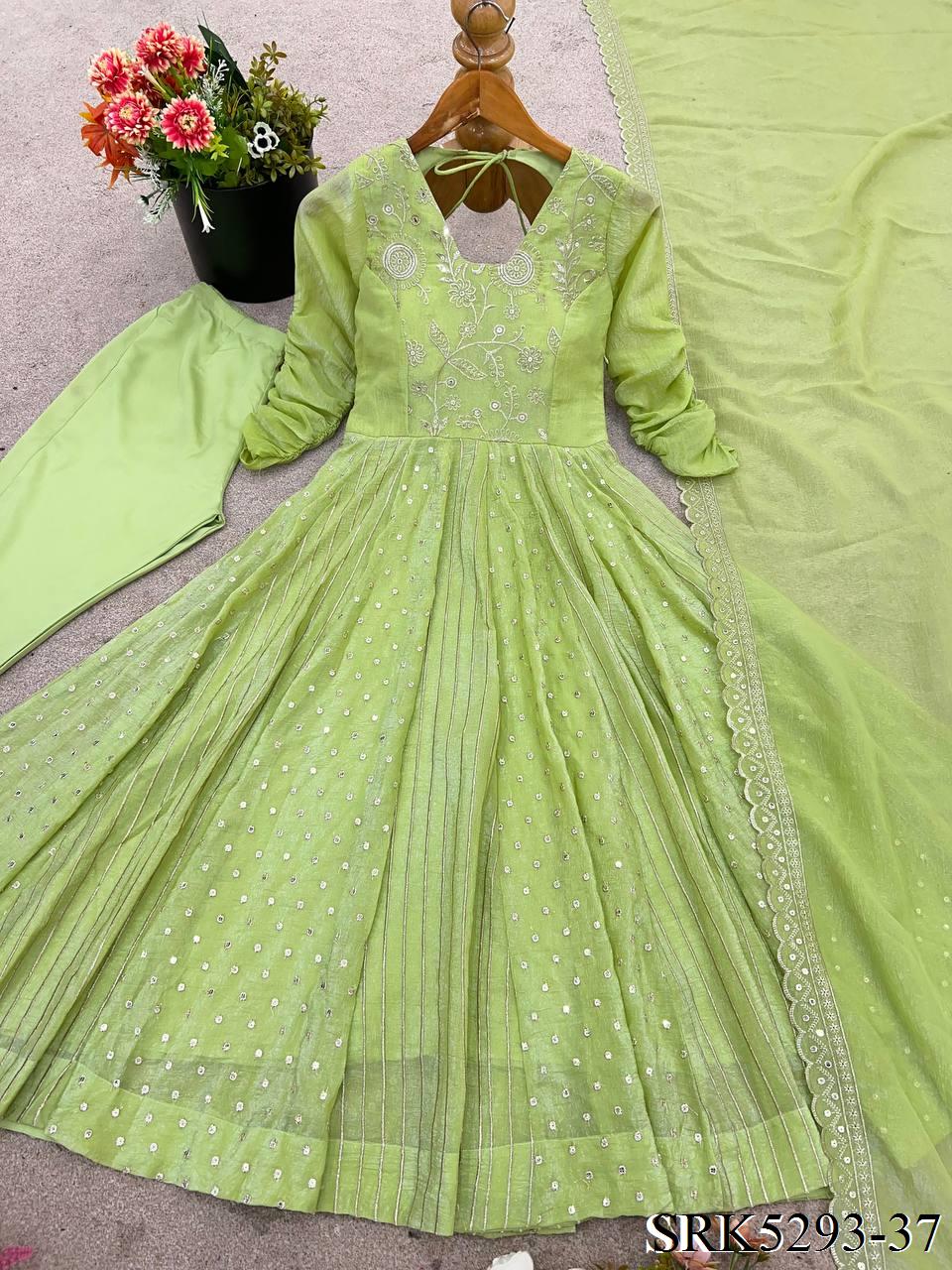 Purple Color Crunchy Silk Embroidery Work Top Plazzo