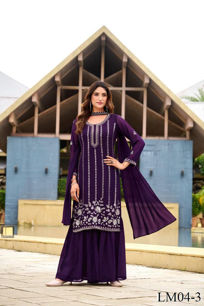Beautifull Georgette Sequience Work Kurti Sharara