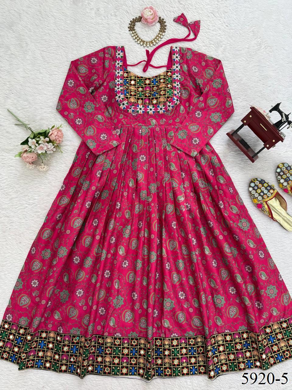 Rani Pink Color Reyon fabric With Sequience Work Top