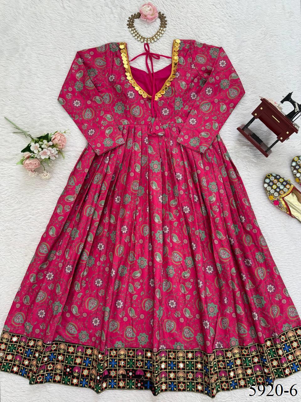 Rani Pink Color Reyon fabric With Sequience Work Top