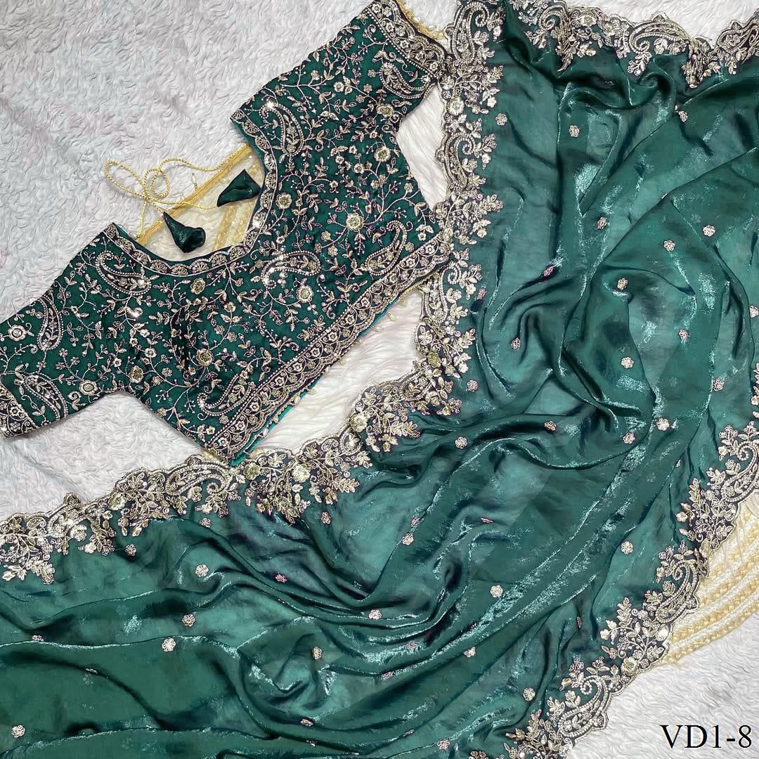 Pure Soft Fendy Silk With Embroidery Work Saree