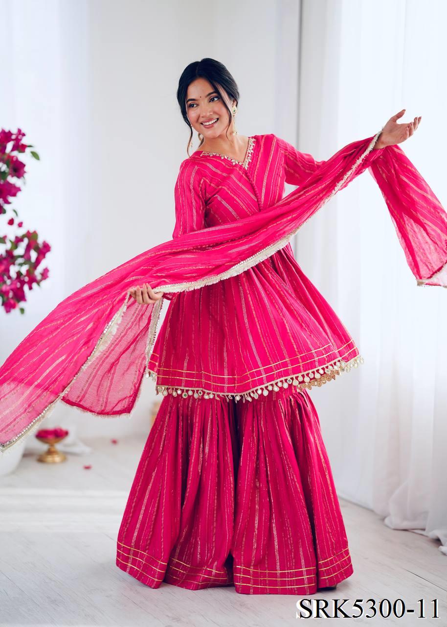Beautiful Mal Chanderi With Real Mirror Handwork Sharara Suit