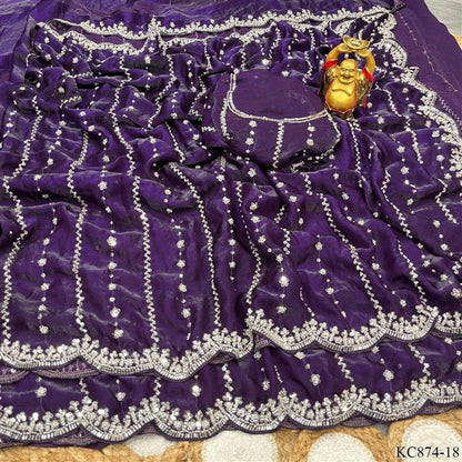 Space Silk With Original Beeds Work Saree