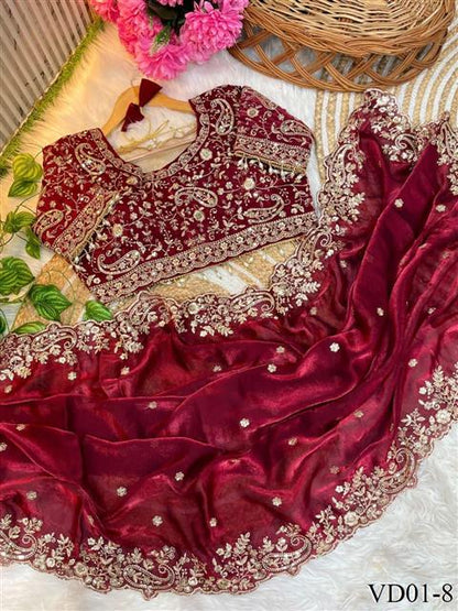 Pure Soft Fendy Silk With Embroidery Work Saree