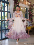 White color Tabby Organza Embroidery Work Gown