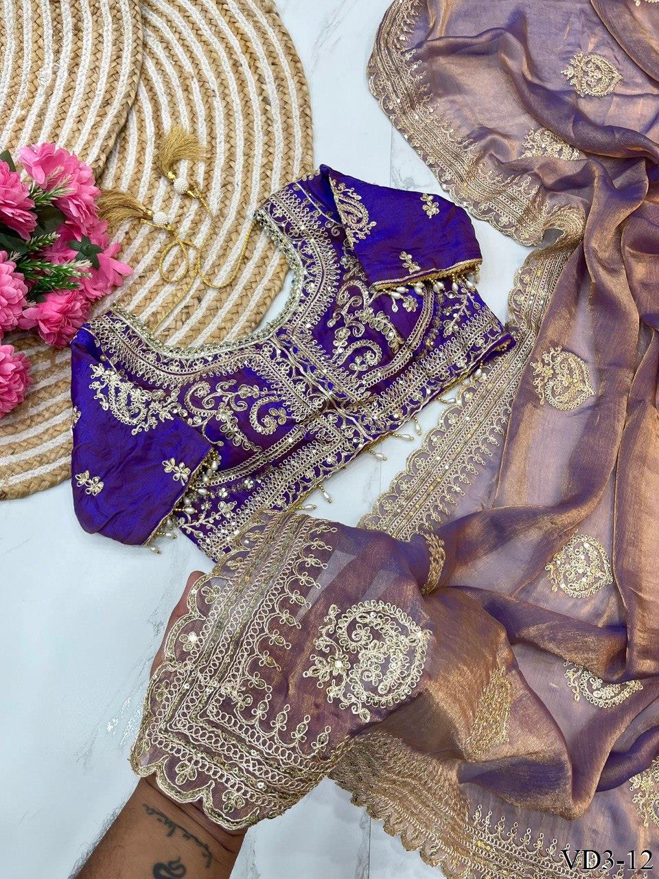 Soft Fendy Chiffon Two Tone With Embroidery Work Saree
