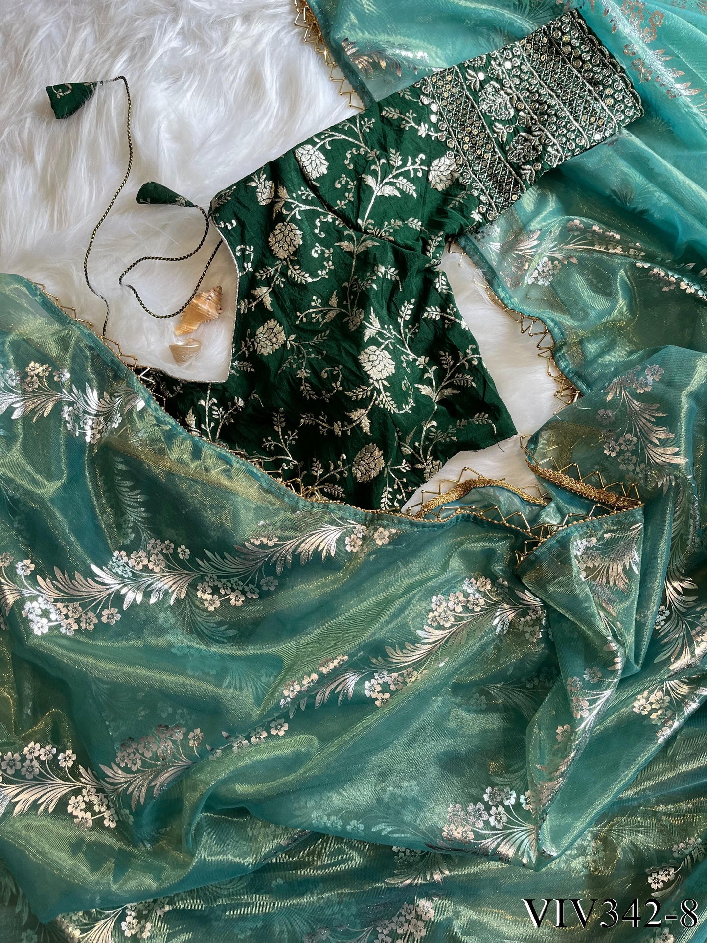 Golden Shaded Soft Fabric Wirh Hand Work Saree