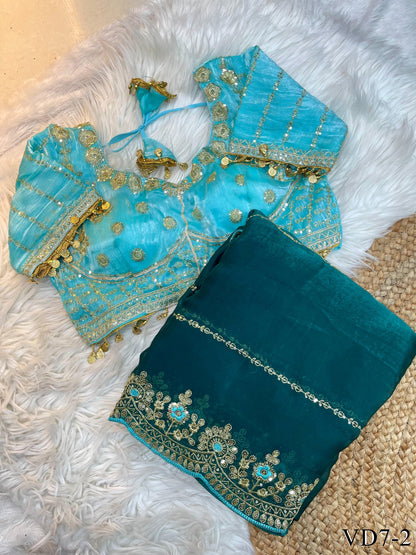 Fandy Silk With Embroidery Coding Work Saree