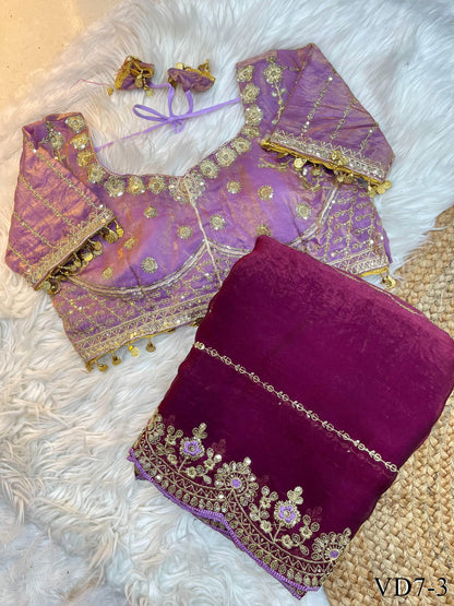 Fandy Silk With Embroidery Coding Work Saree