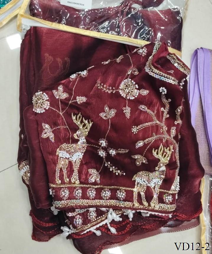 Very Soft Elegent Embroidery Work Saree