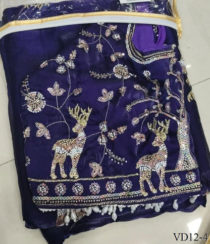 Very Soft Elegent Embroidery Work Saree