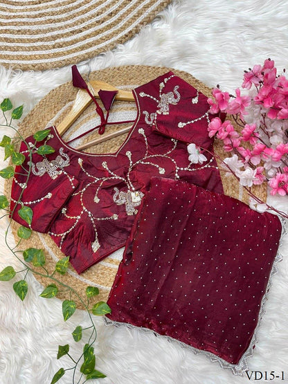 Fendy Sartin Silk Jharkhand Work Saree