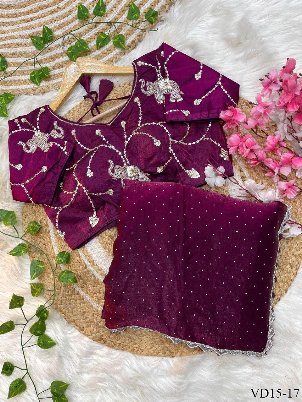 Fendy Sartin Silk Jharkhand Work Saree