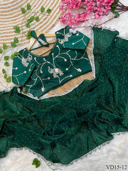 Fendy Sartin Silk Jharkhand Work Saree