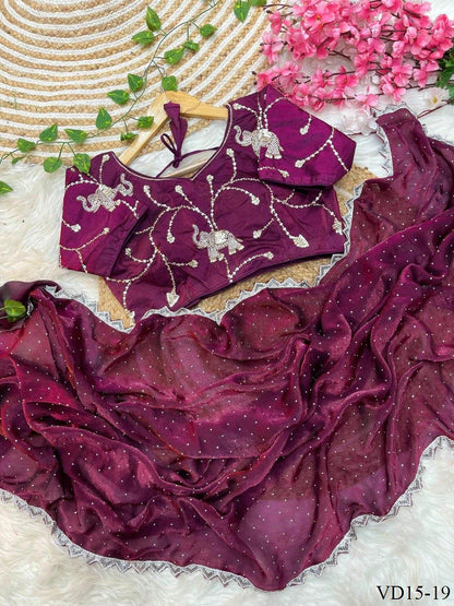 Fendy Sartin Silk Jharkhand Work Saree