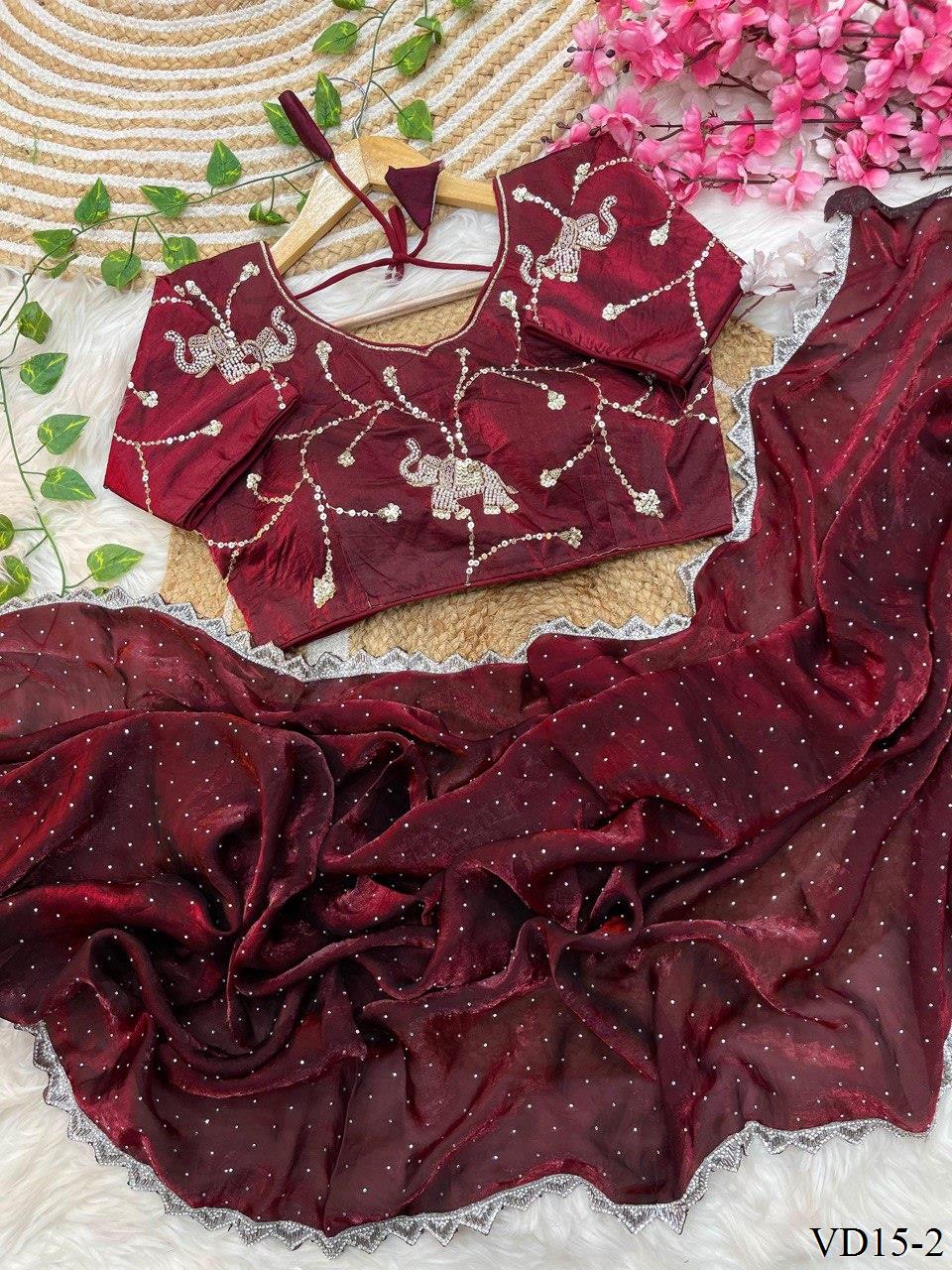 Fendy Sartin Silk Jharkhand Work Saree