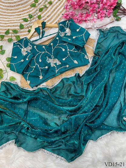 Fendy Sartin Silk Jharkhand Work Saree