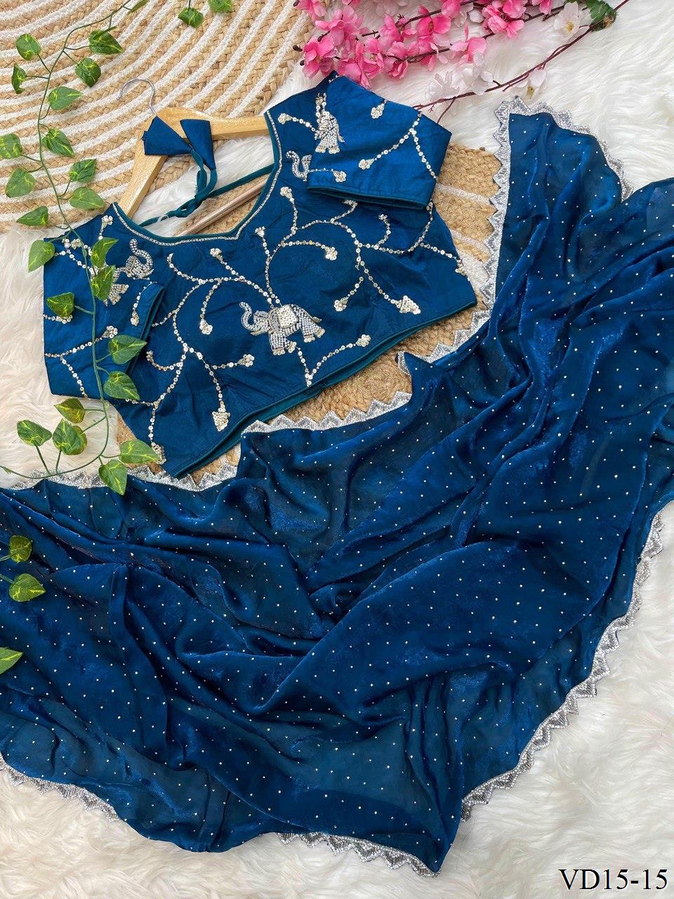 Fendy Sartin Silk Jharkhand Work Saree