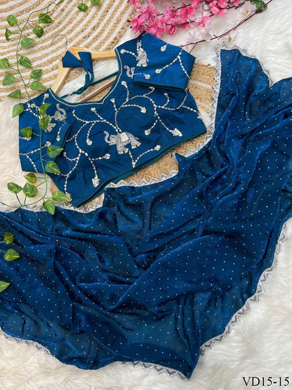 Fendy Sartin Silk Jharkhand Work Saree