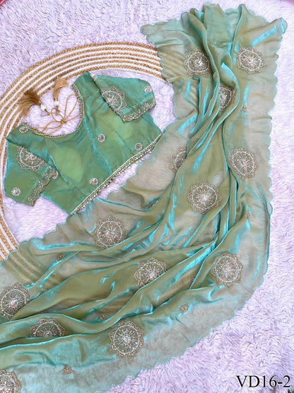Rich Look Space Silk With Amazing Embroidery Work Saree