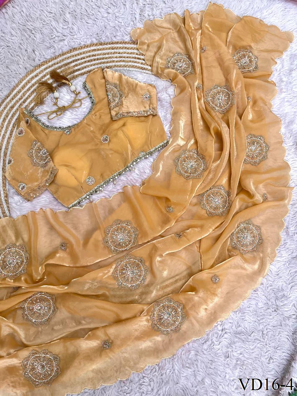 Rich Look Space Silk With Amazing Embroidery Work Saree