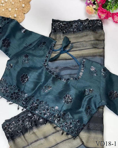 Pure Soft Georgette Pending Weaving Work Saree